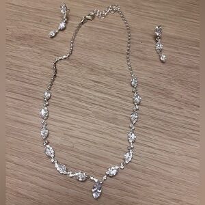 New! Bridal Silver Necklace and Earring Set